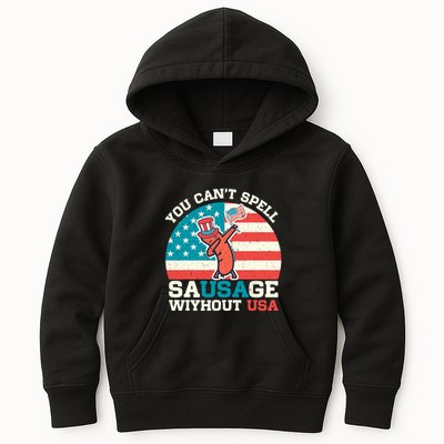 You Can’T Spell Sausage Without Usa Vintage Patriotic Kids Hoodie