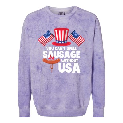 You Cant Spell Sausage Without Usa 4th Of July Gift Colorblast Crewneck Sweatshirt