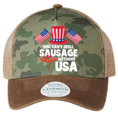 You Cant Spell Sausage Without Usa 4th Of July Gift Legacy Tie Dye Trucker Hat