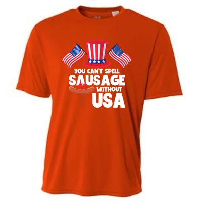 You Cant Spell Sausage Without Usa 4th Of July Gift Cooling Performance Crew T-Shirt