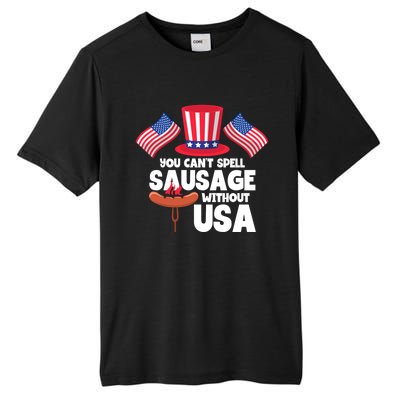 You Cant Spell Sausage Without Usa 4th Of July Gift Tall Fusion ChromaSoft Performance T-Shirt