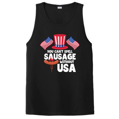 You Cant Spell Sausage Without Usa 4th Of July Gift PosiCharge Competitor Tank