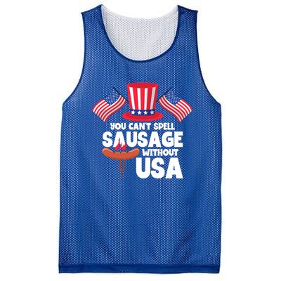 You Cant Spell Sausage Without Usa 4th Of July Gift Mesh Reversible Basketball Jersey Tank