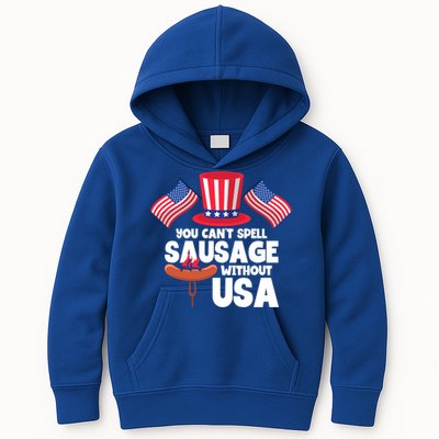 You Cant Spell Sausage Without Usa 4th Of July Gift Kids Hoodie