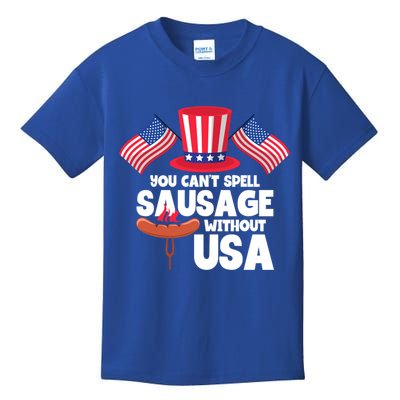 You Cant Spell Sausage Without Usa 4th Of July Gift Kids T-Shirt
