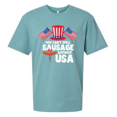 You Cant Spell Sausage Without Usa 4th Of July Gift Sueded Cloud Jersey T-Shirt