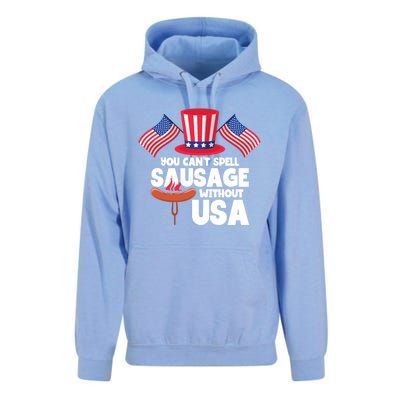 You Cant Spell Sausage Without Usa 4th Of July Gift Unisex Surf Hoodie