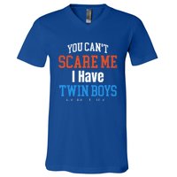 You CanT Scare Me I Have Twin Mom Dad Ice Hockey Gift Funny Gift V-Neck T-Shirt