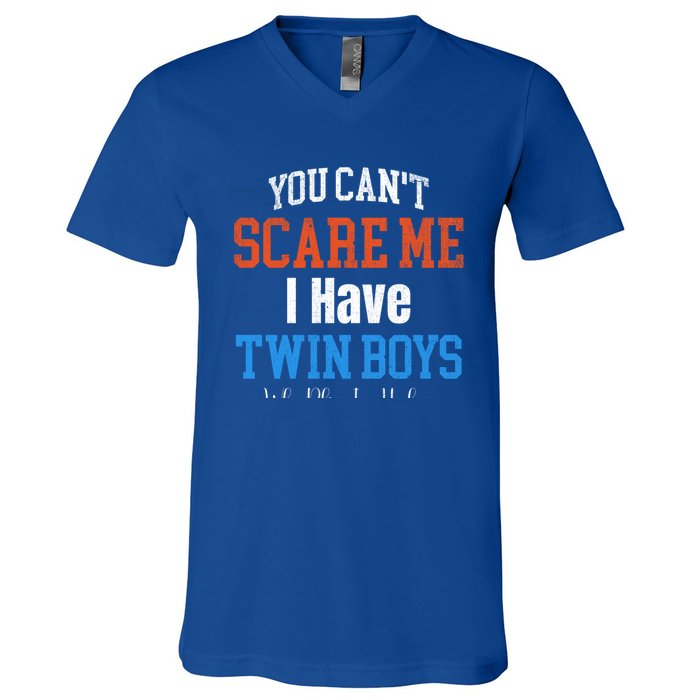 You CanT Scare Me I Have Twin Mom Dad Ice Hockey Gift Funny Gift V-Neck T-Shirt