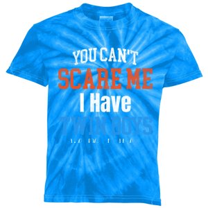 You CanT Scare Me I Have Twin Mom Dad Ice Hockey Gift Funny Gift Kids Tie-Dye T-Shirt