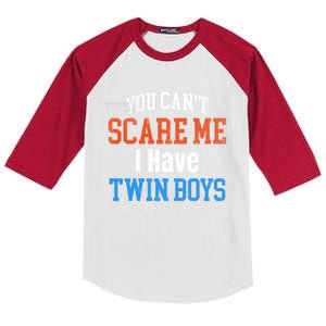 You CanT Scare Me I Have Twin Mom Dad Ice Hockey Gift Funny Gift Kids Colorblock Raglan Jersey