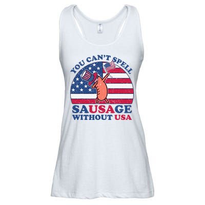 You Can’T Spell Sausage Without Usa 4th Of July Ladies Essential Flowy Tank