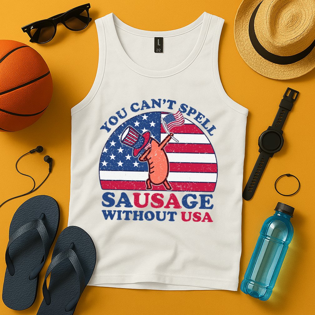 You Can’T Spell Sausage Without Usa 4th Of July Tank Top