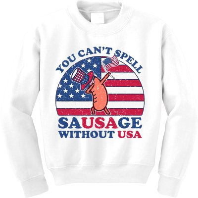 You Can’T Spell Sausage Without Usa 4th Of July Kids Sweatshirt