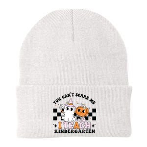 You Cant Scare Me I Teach Kindergarten Retro Halloween Ghost Knit Cap Winter Beanie