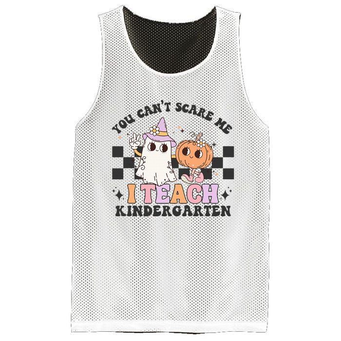 You Cant Scare Me I Teach Kindergarten Retro Halloween Ghost Mesh Reversible Basketball Jersey Tank