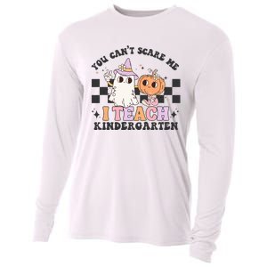 You Cant Scare Me I Teach Kindergarten Retro Halloween Ghost Cooling Performance Long Sleeve Crew