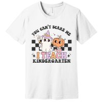 You Cant Scare Me I Teach Kindergarten Retro Halloween Ghost Premium T-Shirt