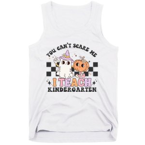 You Cant Scare Me I Teach Kindergarten Retro Halloween Ghost Tank Top