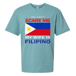 You Cant Scare Me My Wife Is Filipino Funny Husbands Sueded Cloud Jersey T-Shirt