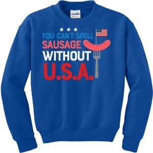 You Cant Spell Sausage Without Usa Bbq Gift Kids Sweatshirt