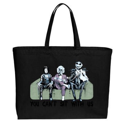 You Cant Sit With Us Halloween Beetle Juice Scissorhands Jack Skellington Cotton Canvas Jumbo Tote