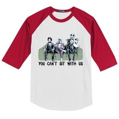 You Cant Sit With Us Halloween Beetle Juice Scissorhands Jack Skellington Kids Colorblock Raglan Jersey