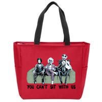 You Cant Sit With Us Halloween Beetle Juice Scissorhands Jack Skellington Zip Tote Bag