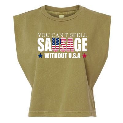 You Can't Spell Sausage Without USA Funny Garment-Dyed Women's Muscle Tee