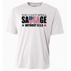 You Can't Spell Sausage Without USA Funny Cooling Performance Crew T-Shirt