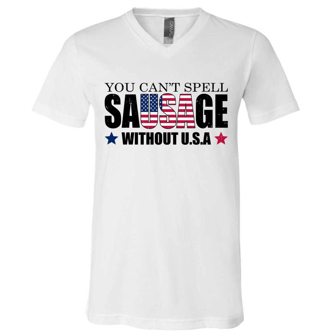 You Can't Spell Sausage Without USA Funny V-Neck T-Shirt