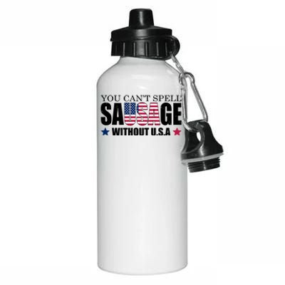 You Can't Spell Sausage Without USA Funny Aluminum Water Bottle 