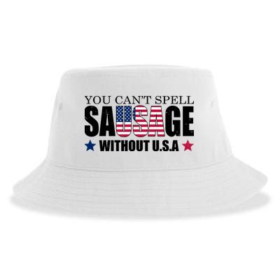You Can't Spell Sausage Without USA Funny Sustainable Bucket Hat