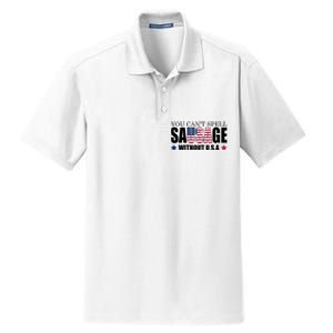 You Can't Spell Sausage Without USA Funny Dry Zone Grid Polo