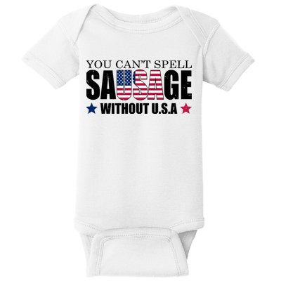 You Can't Spell Sausage Without USA Funny Baby Bodysuit