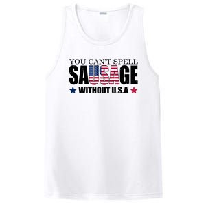 You Can't Spell Sausage Without USA Funny PosiCharge Competitor Tank