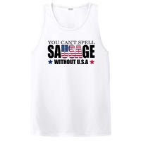 You Can't Spell Sausage Without USA Funny PosiCharge Competitor Tank