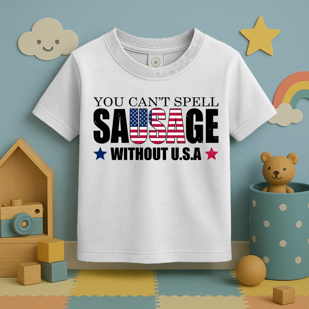 You Can't Spell Sausage Without USA Funny Toddler T-Shirt
