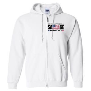 You Can't Spell Sausage Without USA Funny Full Zip Hoodie