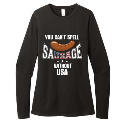 You Cant Spell Sausage Without Usa Funny Bbq Holiday Design Great Gift Womens CVC Long Sleeve Shirt