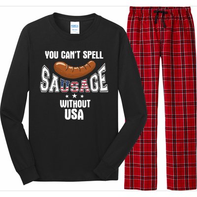 You Cant Spell Sausage Without Usa Funny Bbq Holiday Design Great Gift Long Sleeve Pajama Set