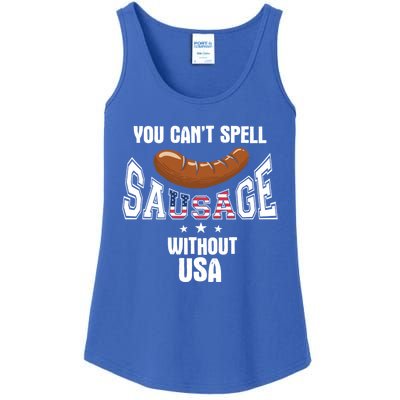 You Cant Spell Sausage Without Usa Funny Bbq Holiday Design Great Gift Ladies Essential Tank