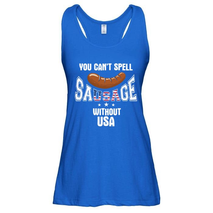 You Cant Spell Sausage Without Usa Funny Bbq Holiday Design Great Gift Ladies Essential Flowy Tank