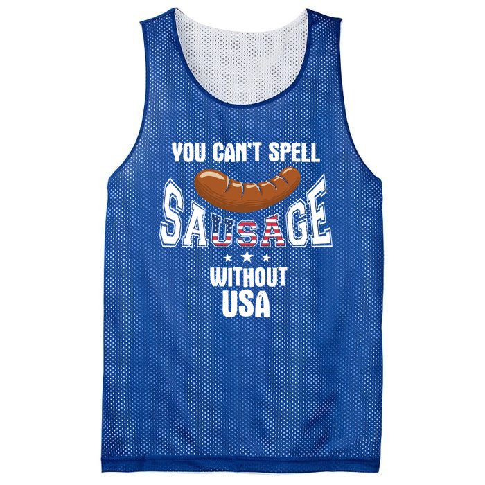 You Cant Spell Sausage Without Usa Funny Bbq Holiday Design Great Gift Mesh Reversible Basketball Jersey Tank