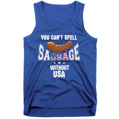 You Cant Spell Sausage Without Usa Funny Bbq Holiday Design Great Gift Tank Top