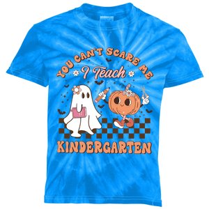 You CanT Scare Me I Teach Kindergarten Halloween Teacher Gift Kids Tie-Dye T-Shirt