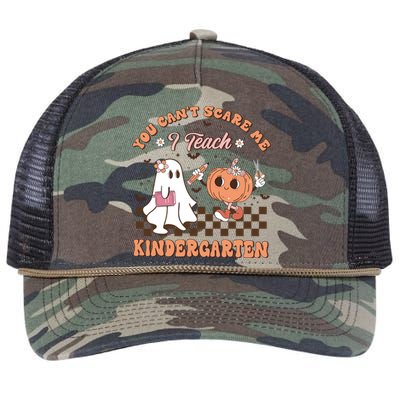 You CanT Scare Me I Teach Kindergarten Halloween Teacher Gift Retro Rope Trucker Hat Cap