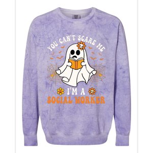 You Cant Scare Me Im A School Social Worker Halloween Colorblast Crewneck Sweatshirt