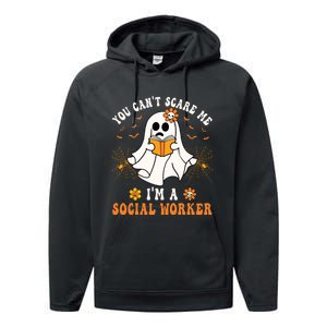 You Cant Scare Me Im A School Social Worker Halloween Performance Fleece Hoodie