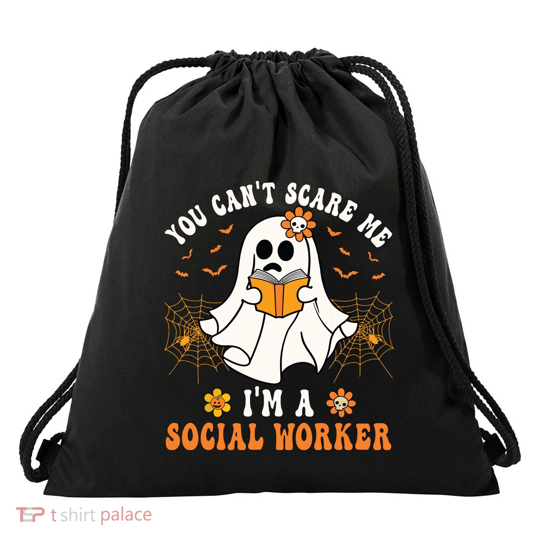 You Cant Scare Me Im A School Social Worker Halloween Drawstring Bag
